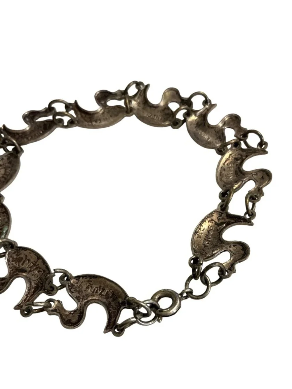 Vintage Sterling Silver Duck Link Bracelet 7-Inch 7.6g Made In Spain - Picture 7 of 9
